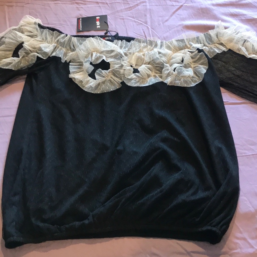 Black and white ladies lace top